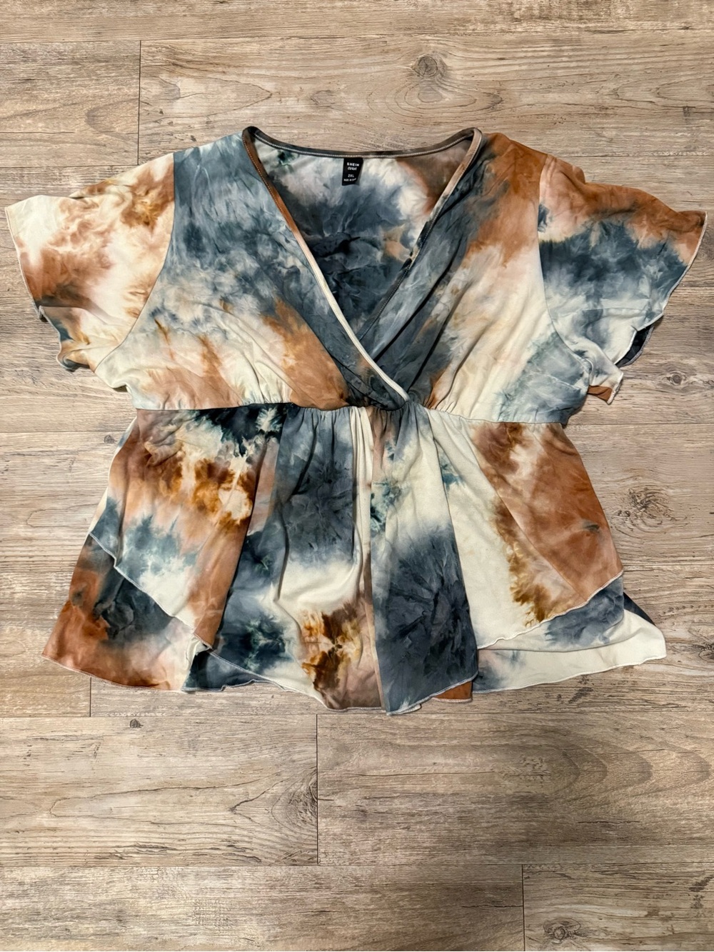 SHEIN Multicolor Tie-Dye Wrap Blouse